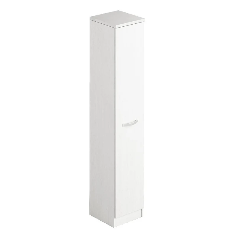 Scarpiera In Legno Bianco Con Un'anta E 6 Ripiani, H182x36x38 cm