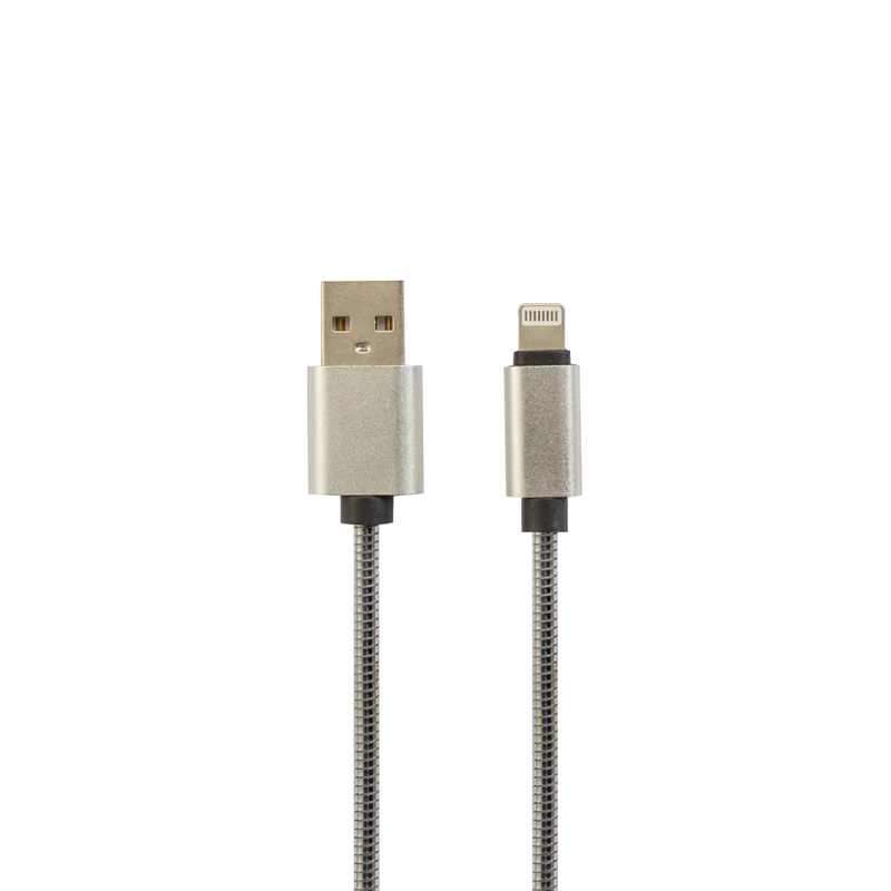 Cavetti in metallo 1mt. per cellulari Android Iphone Usb-C Lightning Type C