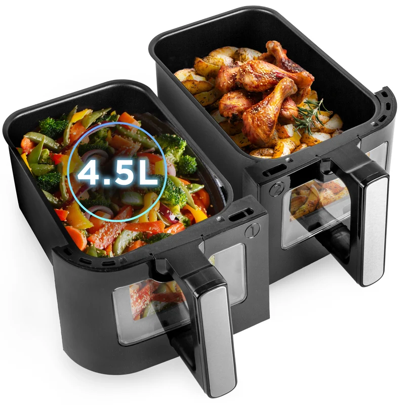 Duronic AFD2 BK 9L Set 2 Cestelli di Cottura da 4.5 Litri per Friggitrice ad Aria, Compatibili Solo con i Modelli Duronic AF14, AF24, AF34, Accessorio per Airfryer a Doppio Cassetto