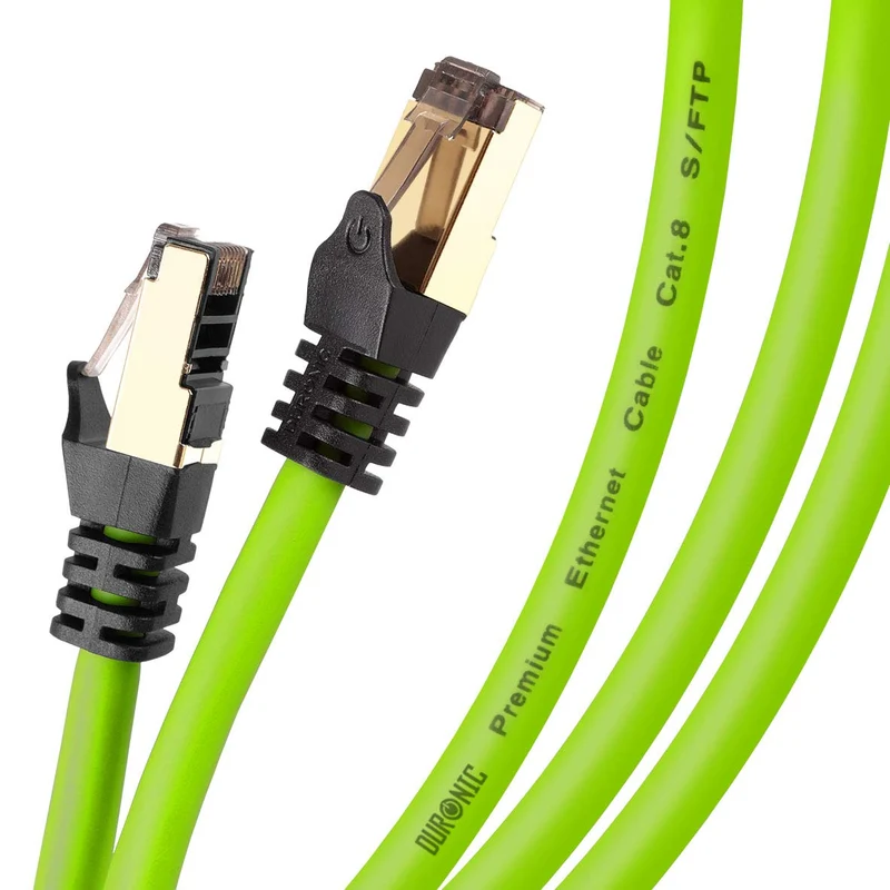 Duronic CAT8 GN 5 m | Cavo di Rete ethernet schermato S/FTP verde | Cavo ethernet Patch superveloce | Supporta fino a 2 GHz / 2000 MHz | Connettori RJ45 | Trasmissione dati 40 gigabit