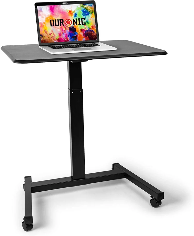 Duronic WPS47 Supporto per proiettore e scrivania ergonomica | Altezza regolabile con maniglia | Piattaforma 80x50 cm | Capacità 30 kg | Tavolo multiuso su ruote | Scrivania portatile per laptop