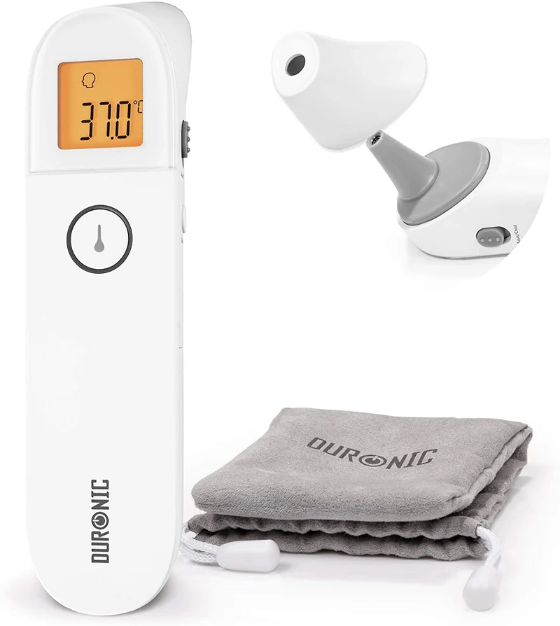 Duronic IRT3W Termometro Digitale infrarossi 3 in 1 | Misura temperatura da fronte orecchio e ambiente | Termometro medico digitale retroilluminato senza contatto per neonati bambini adulti e oggetti
