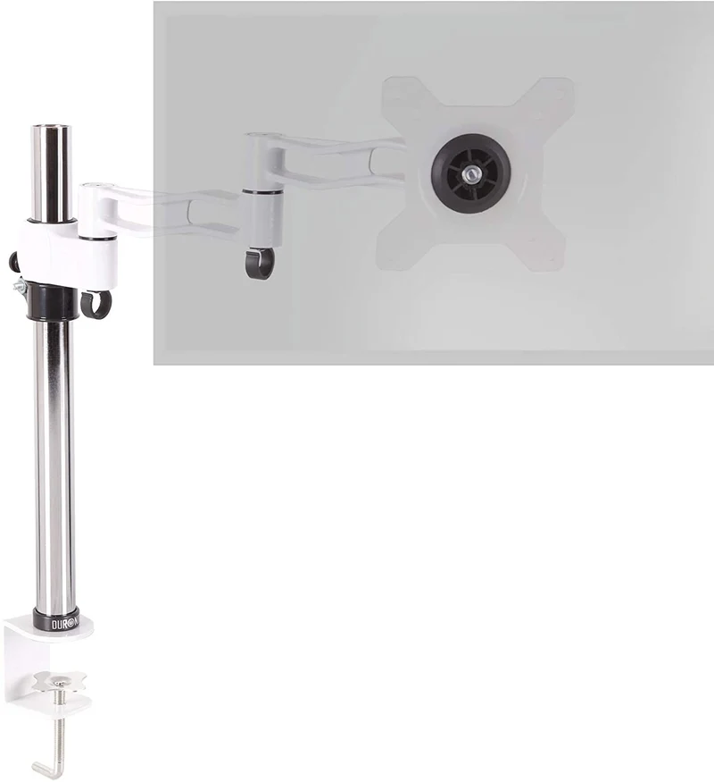 Duronic DM351X3 WE Braccio per un monitor da 13 a 27 pollici | Supporto per schermo singolo | Inclinazione e altezza regolabile | VESA 75 100 | Supporto monitor PC ergonomico con morsetto | Bianco