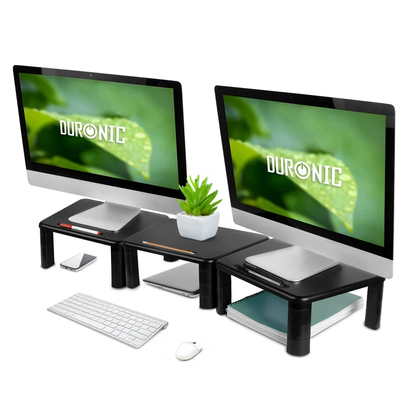 Duronic DM056 Supporto per 3 Monitor | Supporto Trifocale per Computer e Monitor da Tavolo | Altezza Regolabile per la Scrivania | Carico Max di 10 kg | Nero