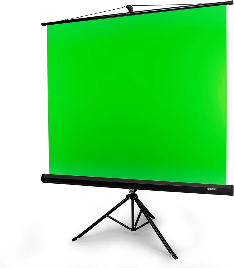 Duronic TPS13 GN Schermo verde alta qualità con treppiede stabile| Altezza 150 cm e larghezza 130 cm esclusa la cornice| facile da usare, trasportabile, versatile| superficie uniforme senza pieghe