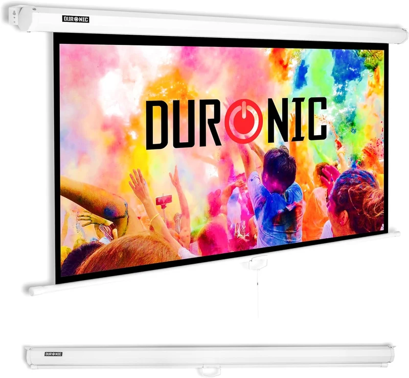 Duronic MPS70 16:9 Telo Proiettore 70 pollici, Schermo per proiettore, Telo da proiezione interno esterno, Home theater cinema Full HD 3D 4K, Schermo di proiezione anti pieghe per casa ufficio scuola