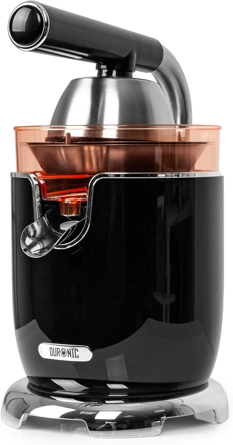 Duronic JE605 Spremiagrumi elettrico 600W, Estrattore inox 400ml, Spremiagrumi con leva e filtro regolabile, Spremitore per agrumi con 2 coni, per succo di arancia limone lime pompelmo