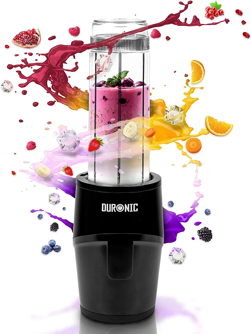 Duronic BL510 Mini frullatore elettrico 500W, Frullatore portatile con borraccia da 570ml senza BPA, Blender compatto portatil. Frullatore per smoothie, cocktail, cibo per bebe, frullati