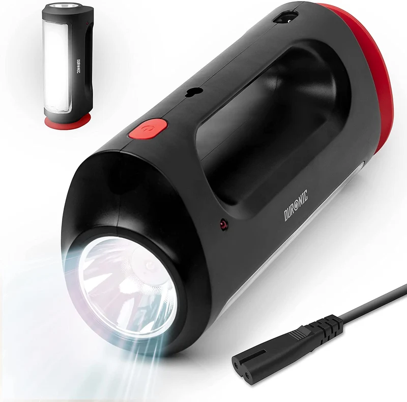 Duronic RL13 Torcia elettrica ricaricabile 2 in 1 | Lampada potente 5W | Torcia 240 Lumen | 10h di utilizzo | Fissaggio a muro | Flashlight per Campeggio Trekking Emergenza