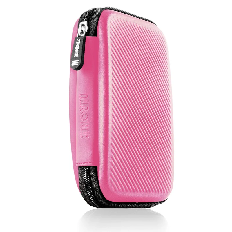 Duronic HDC2 PK Custodia per Hard Disk esterno, Compatibile con tutti i hard disk, Custodia portatile con scomparto per cavo renitente e leggero, Borsa protettiva antiurto, Rosa