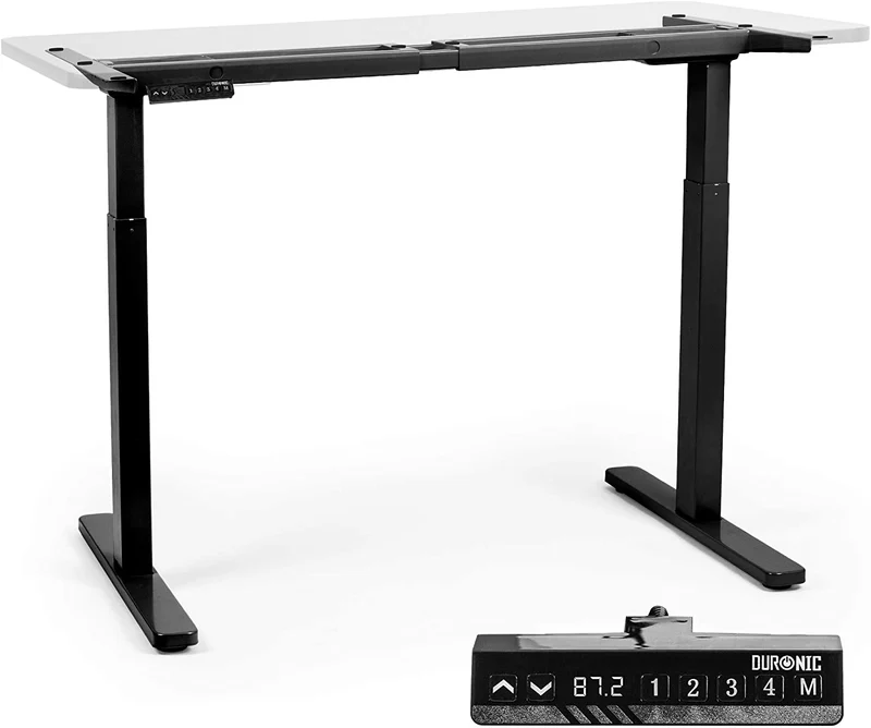 Duronic TM22 BK Telaio per scrivania elettrico - Altezza regolabile 71 - 116 cm - Postazione di lavoro ergonomica  Funzione memoria - 2 Livelli - Meccanismo doppio di sollevamento  Nero