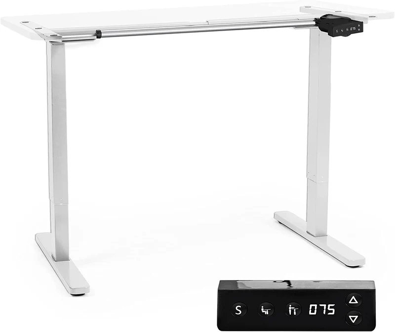 Duronic TM12 WE Telaio per scrivania elettrico - Altezza regolabile 71 - 116 cm - Postazione di lavoro ergonomica  Funzione memoria - 2 Livelli - Meccanismo singolo di sollevamento - Bianco