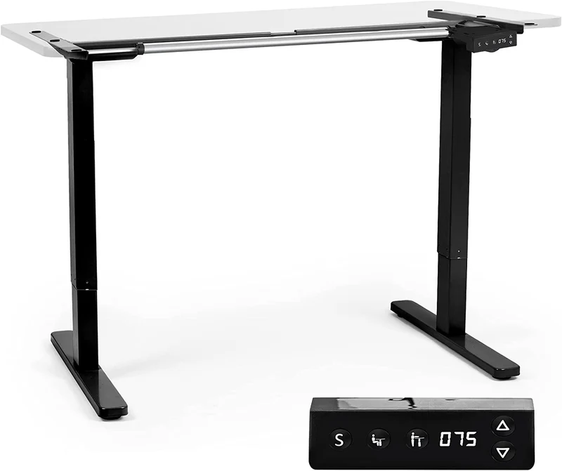 Duronic TM12 BK Telaio per scrivania elettrico - Altezza regolabile 71 - 116 cm - Postazione di lavoro ergonomica  Funzione memoria  2 Livelli - Meccanismo singolo di sollevamento - Nero