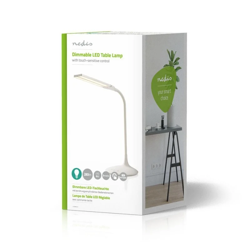 LAMPADA DA TAVOLO NEDIS REGOLABILE LED Controllo a sfioramento | 3 modalità di illuminazione | Batteria ricaricabile | 280 lm