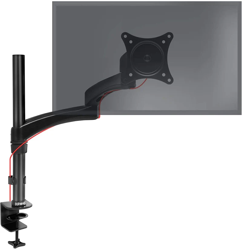 Duronic DM451X3 BK Braccio per un monitor da 15 a 27 pollici | Supporto per schermo singolo | Inclinazione e altezza regolabile | VESA 75 100 | Supporto monitor PC ergonomico con morsetto