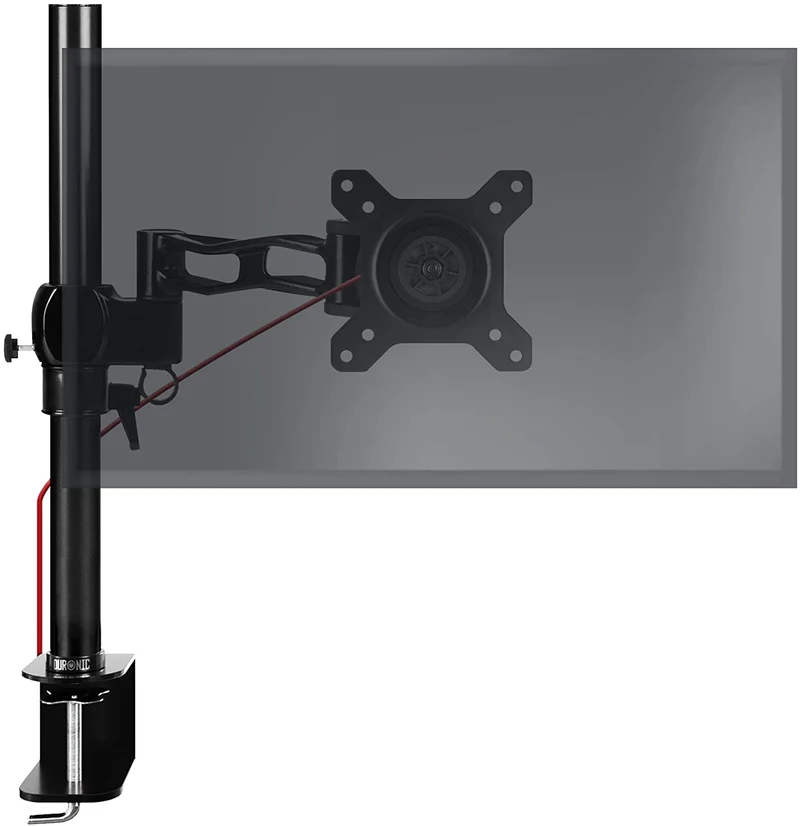 Duronic DM351X2 BK Braccio per un monitor da 13 a 27 pollici | Supporto per schermo singolo | Inclinazione e altezza regolabile | VESA 75 100 | Supporto monitor PC ergonomico con morsetto