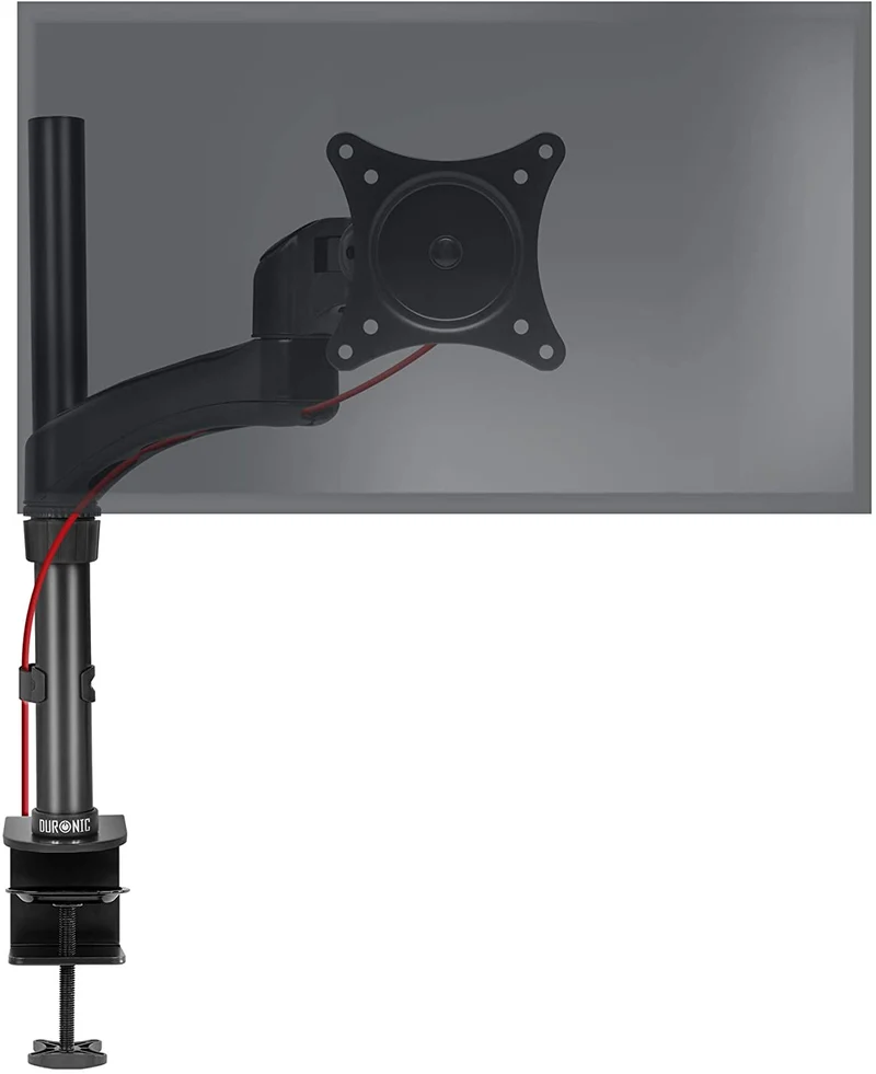 Duronic DM451X2 BK Braccio per un monitor da 15 a 27 pollici | Supporto per schermo singolo | Inclinazione e altezza regolabile | VESA 75 100 | Supporto monitor PC ergonomico con morsetto