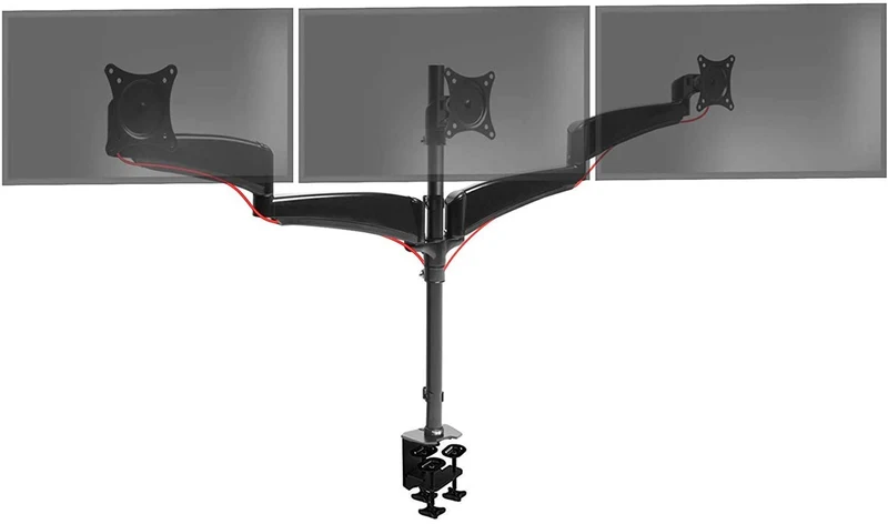Duronic DM453 Braccio per 3 monitor da 15 a 27 pollici | Supporto schermi doppio | Inclinazione e altezza regolabile | VESA 75 100 | Supporto monitor ergonomico doppio articolato per PC nero