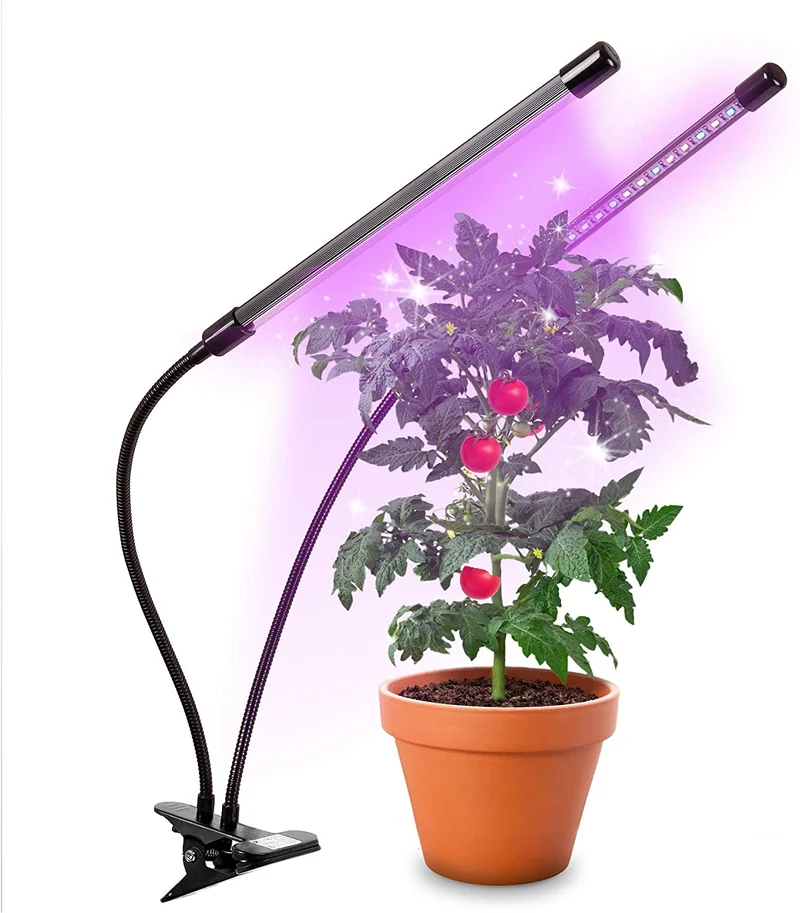 Duronic GLC24 Lampada per piante - 36 lampadine LED rosso e blu a spettro completo 40 W - 3 modalità - 2 teste - Lampada per coltivazione indoor pieghevole - 6 livelli di luminosità