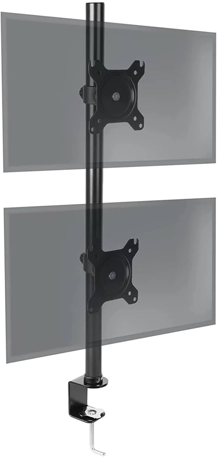 Duronic DM15V2 BK Supporto Monitor doppio per 2 schermi da 13-32 pollici, Braccio monitor PC ergonomico fino 8kg, VESA 75/100, regolabile altezza inclinazione girevole, per ufficio casa scuola, nero