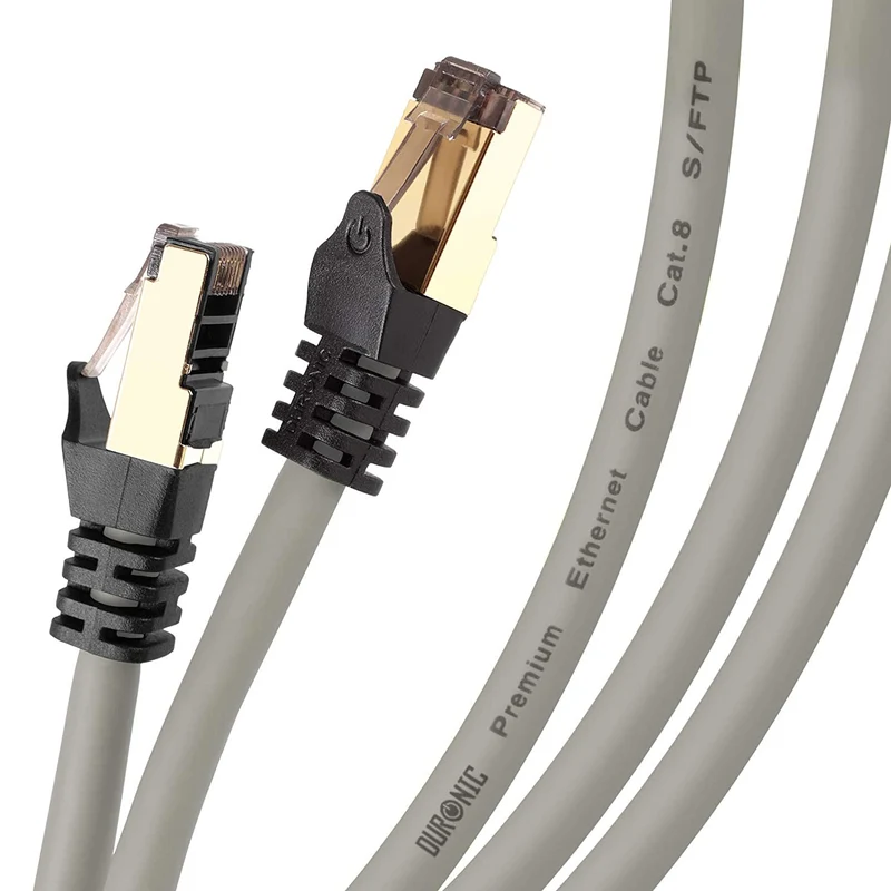 Duronic CAT8 GY 2 m | Cavo di Rete ethernet schermato S/FTP Grigio | Cavo ethernet Patch superveloce | Supporta fino a 2 GHz / 2000 MHz | Connettori RJ45 | Trasmissione dati 40 gigabit