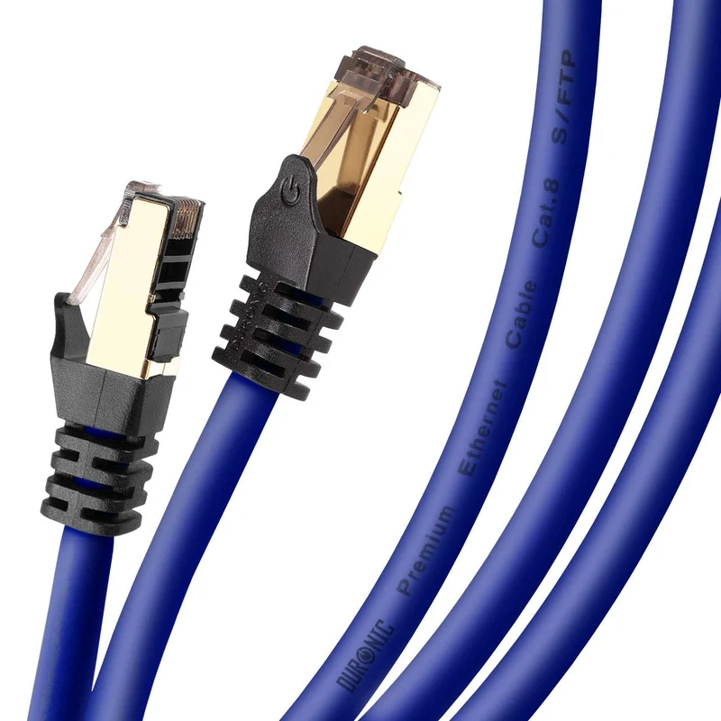 Duronic CAT8 BE 1,5 m | Cavo di Rete ethernet schermato S/FTP blu | Cavo ethernet Patch superveloce | Supporta fino a 2 GHz / 2000 MHz | Connettori RJ45 | Trasmissione dati 40 gigabit