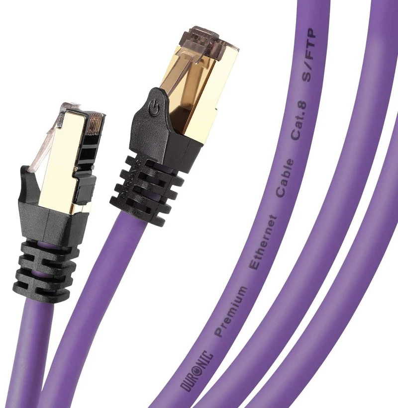 Duronic CAT8 PE 5 m | Cavo di Rete ethernet schermato S/FTP Viola | Cavo ethernet Patch superveloce | Supporta fino a 2 GHz / 2000 MHz | Connettori RJ45 | Trasmissione dati 40 gigabit