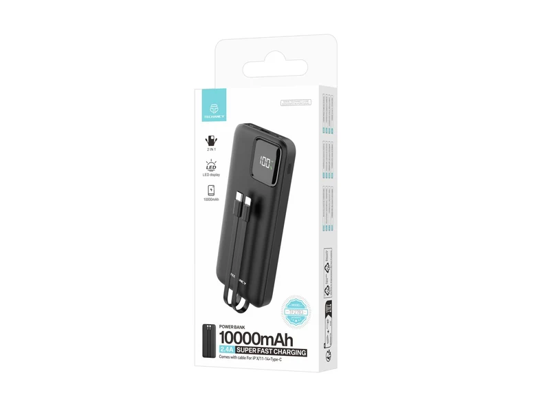 Power Bank Techancy con cavo USB-C e Lightning