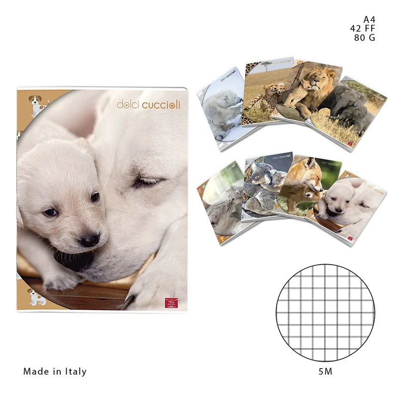 Pigna Quaderno Maxi A4 42FF 80g 5M Dolci Cuccioli