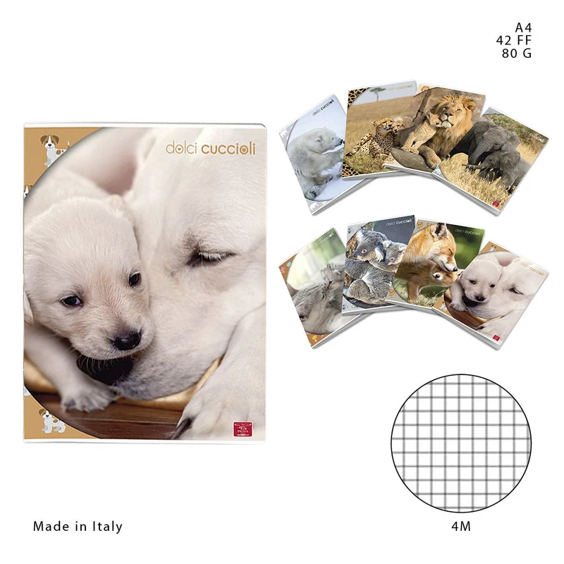 Pigna Quaderno Maxi A4 42FF 80g 4M Dolci Cuccioli