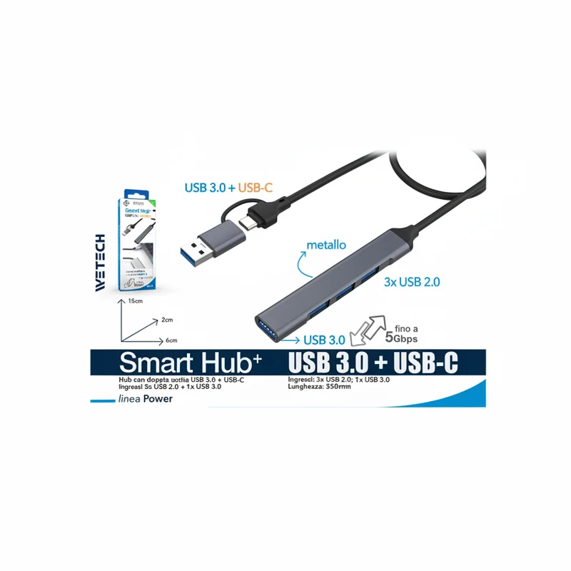 Wetech Hub Multiuso C/Cavo Usb Usb C 3.0