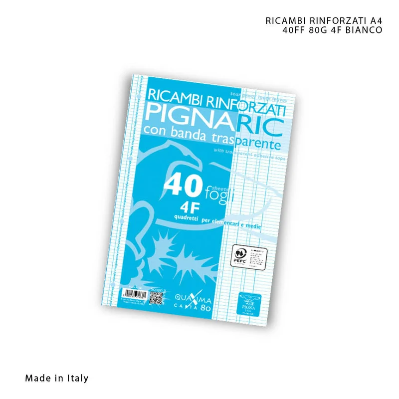 Pigna Ricambi Rinforzati A4 40FF 80g 4F Bianco