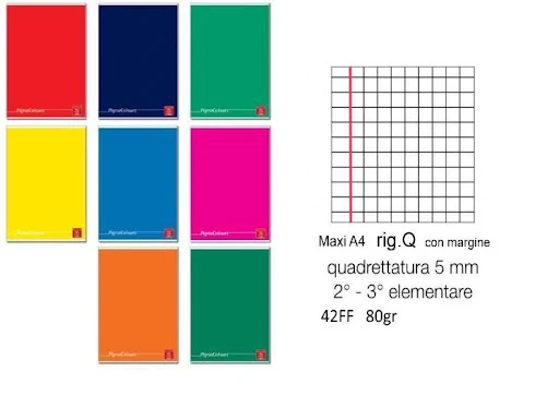 Pigna Quaderno Maxi A4 42FF 80G 0Q Colours
