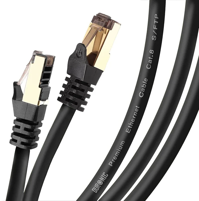 Duronic CAT8 BK 10 m | Cavo di Rete ethernet schermato S/FTP Nero | Cavo ethernet Patch superveloce | Supporta fino a 2 GHz / 2000 MHz | Connettori RJ45 | Trasmissione dati 40 gigabit