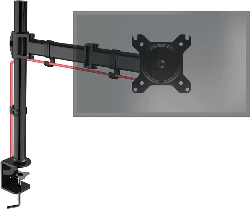 Duronic DM251X3 BK Braccio per un monitor da 13 a 27 pollici | Supporto per schermo singolo | Inclinazione e altezza regolabile | VESA 75 100 | Supporto monitor ergonomico articolato per PC e morsetto