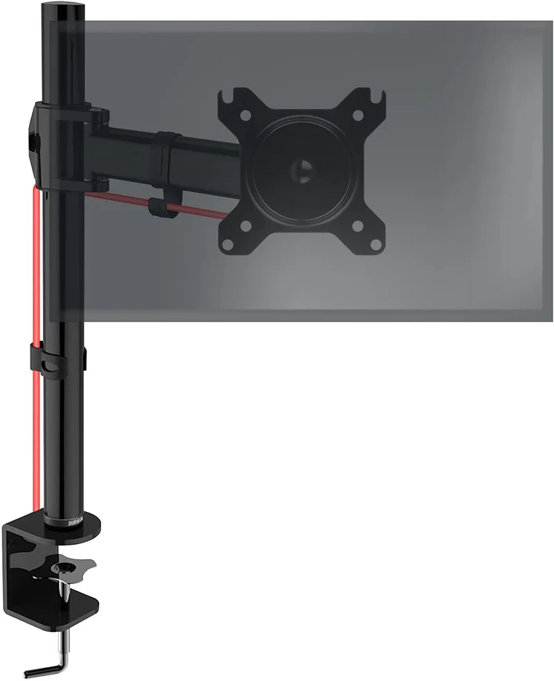 Duronic DM251X2 BK Braccio per un monitor da 13 a 27 pollici | Supporto per schermo singolo | Inclinazione e altezza regolabile | VESA 75 100 | Supporto monitor ergonomico articolato per PC e morsetto