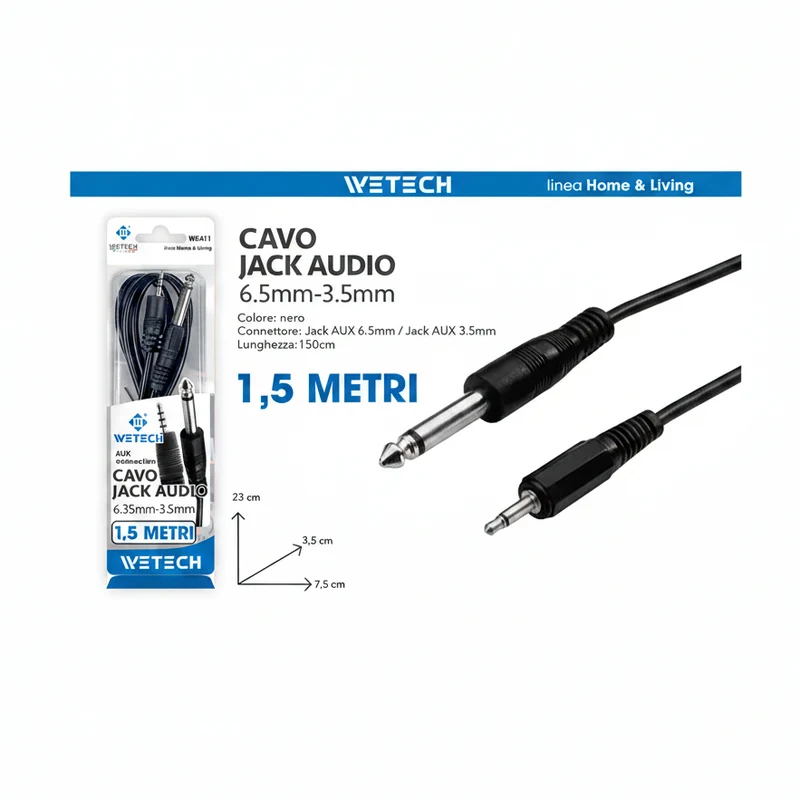 Wetech Cavo Audio 6.5Mm-3.5Mm 1.5Mt