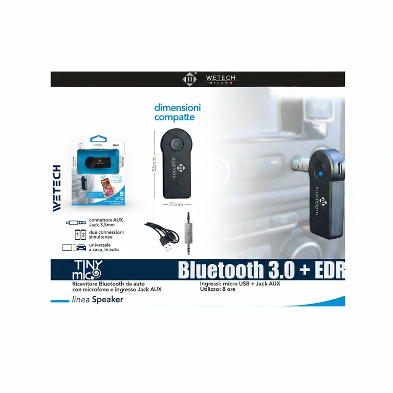 Wetech Ricevitore Bluetooth Con Microfono Wd02