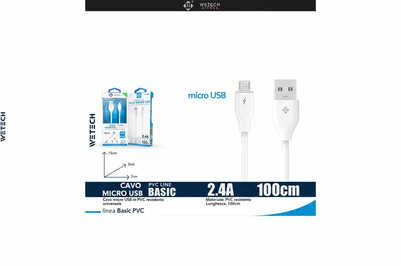 Wetech Cavo Micro Usb Basic 2.4A 100Cm-Bianco