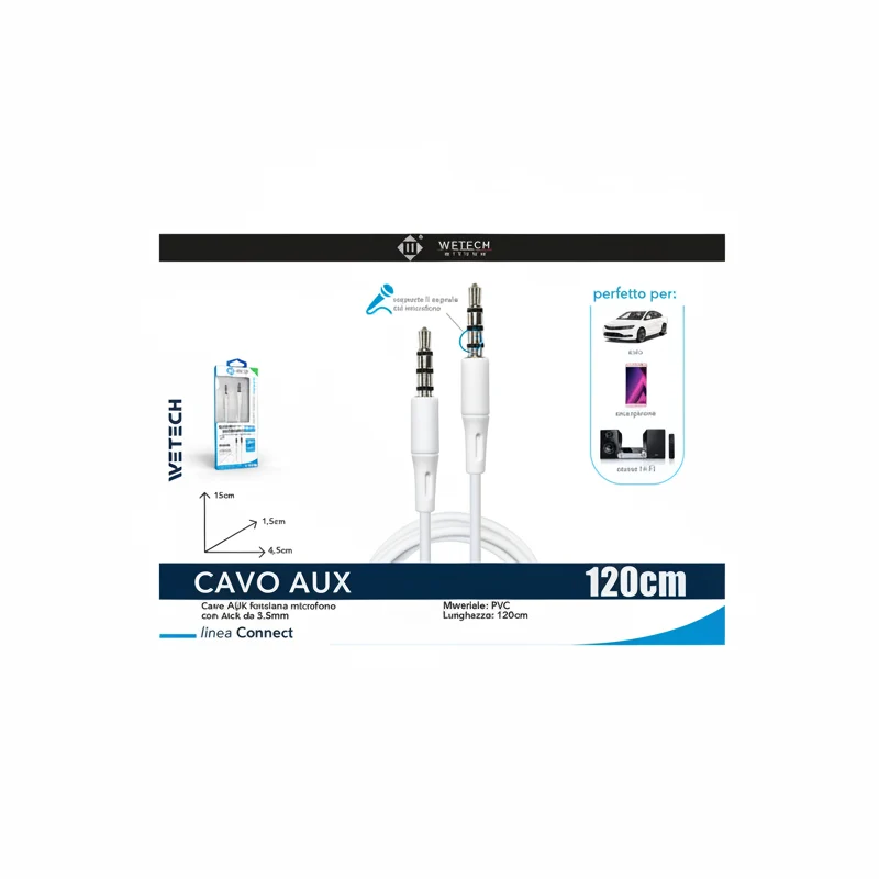 Wetech Cavo Aux Jack 3.5Mm Bianco
