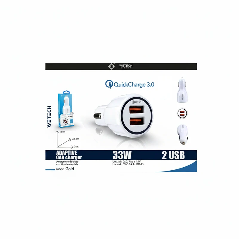 Wetech Adattatore Da Auto Usb 2 Usb Quick Charge 6A