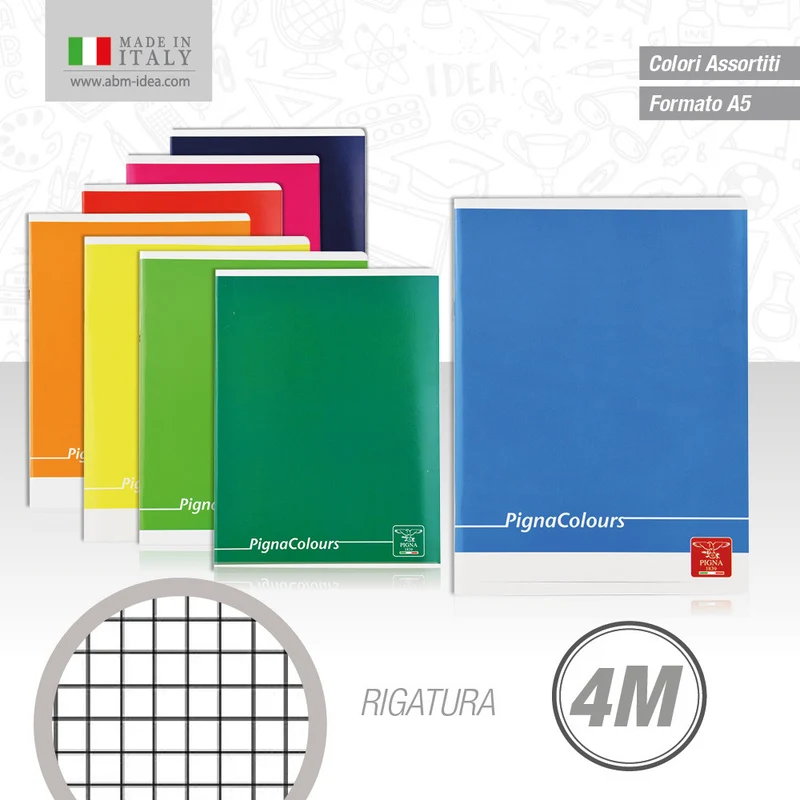 Pigna Quaderno A5 42Ff 4M 80G Colours Assortito Casuale