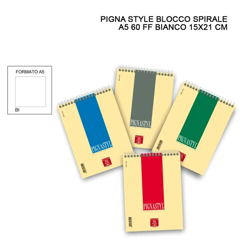 Pigna Style Blocco Spir. A5 60FF 80g Bianco