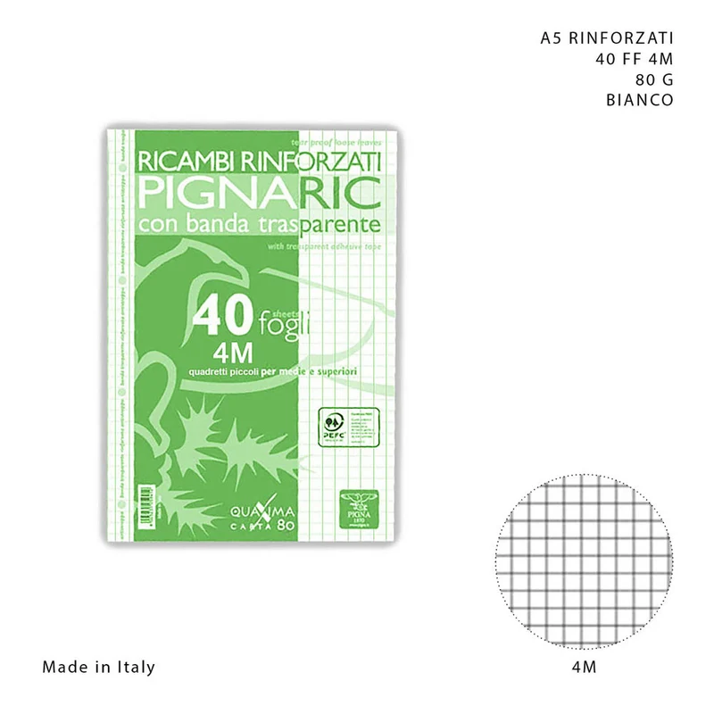 Pigna Ricambi Rinforzati A5 40FF 80g 4M