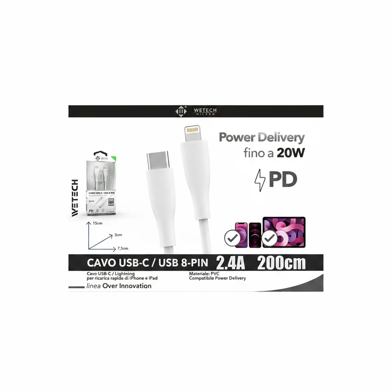 Wetech Cavo Usb C-Usb 8Pin 200Cm 2.4A