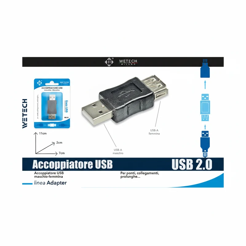 Wetech Adattatore Usb Maschio-Femmina
