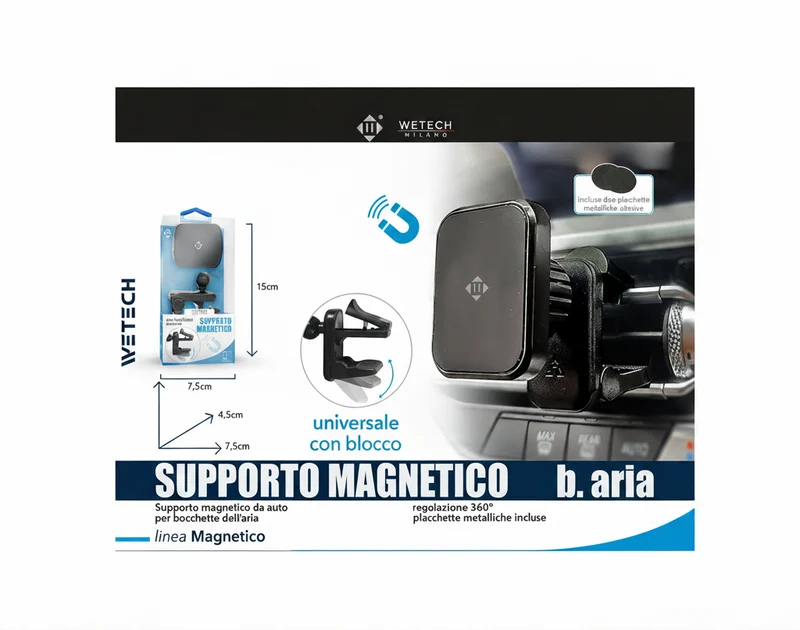 Wetech Supporto Auto Magnetico P/Bocchette Aria