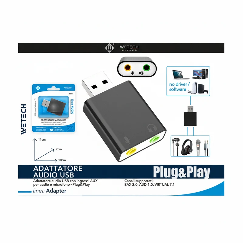 Wetech Adattatore Audio Usb 4 Ingressi 3.5Mm