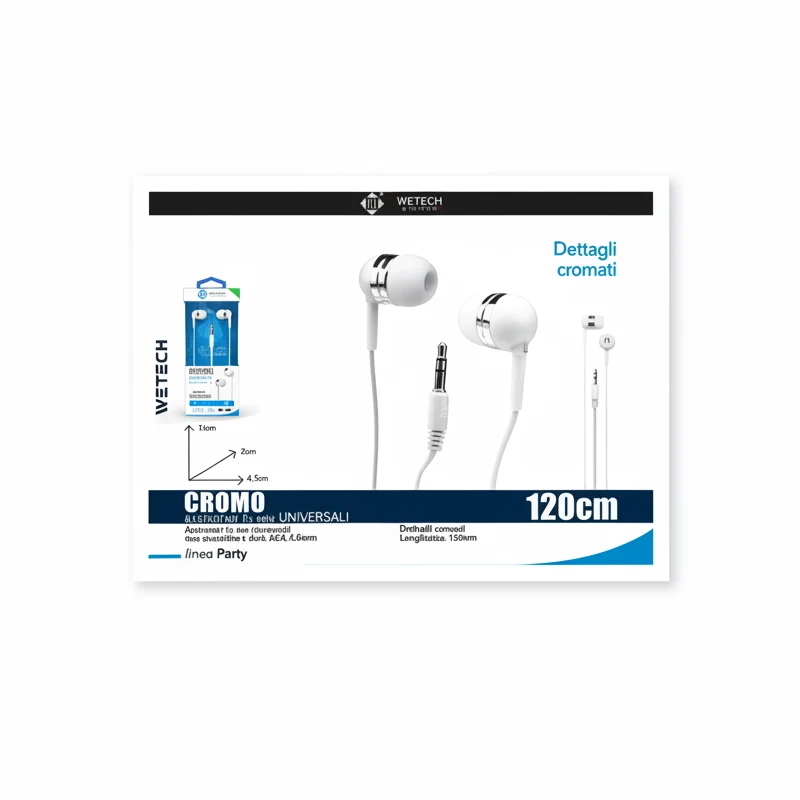 Wetech Auricolari Cromo In-Ear Jack Da 3.5Mm