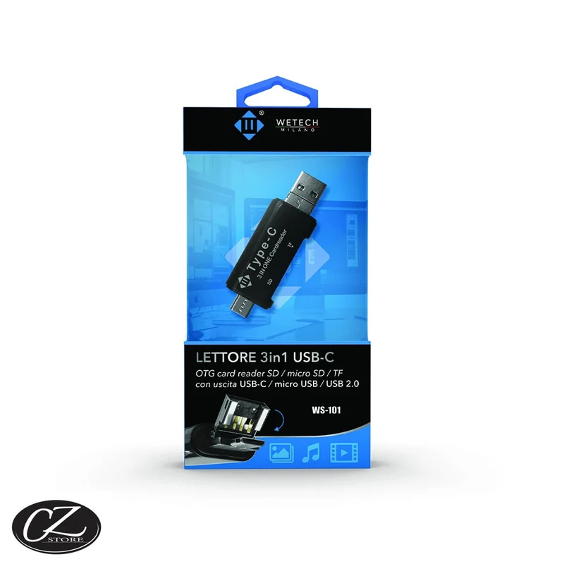 Wetech Lettore 3 in 1 usb - c nero